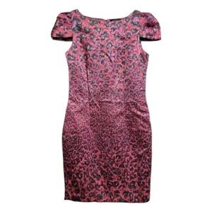 Giambattista Valli Impulse Leopard Print Metallic Shimmer Dress Pink Red Size 0